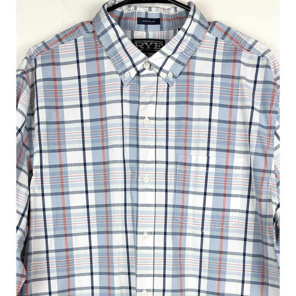Rye Mens Button Down Shirt Long Sleeve Plaid Summer Preppy Lightweight XL NEW